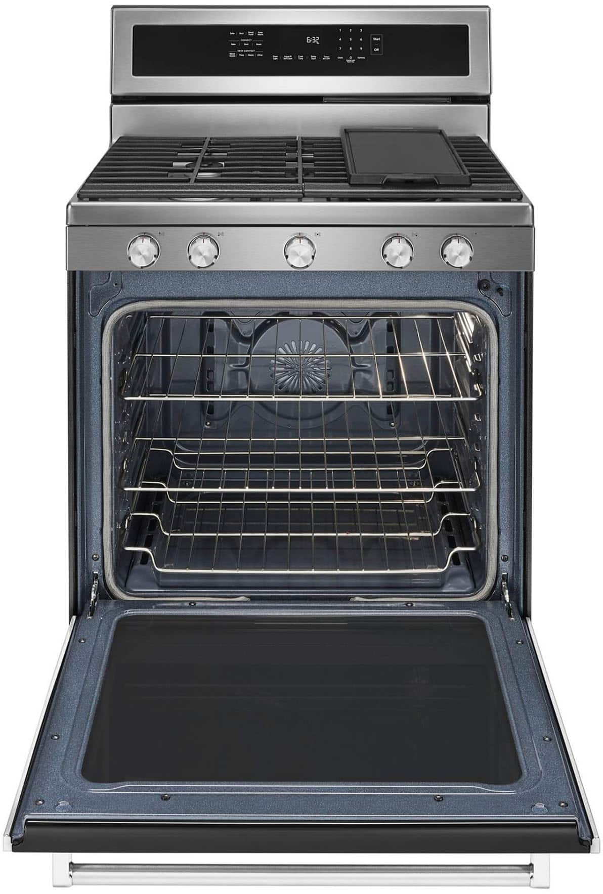 Angle. KitchenAid - 5.8 Cu. Ft. Self-Cleaning Freestanding Gas True Convection Range with Even-Heat - Stainless steel.