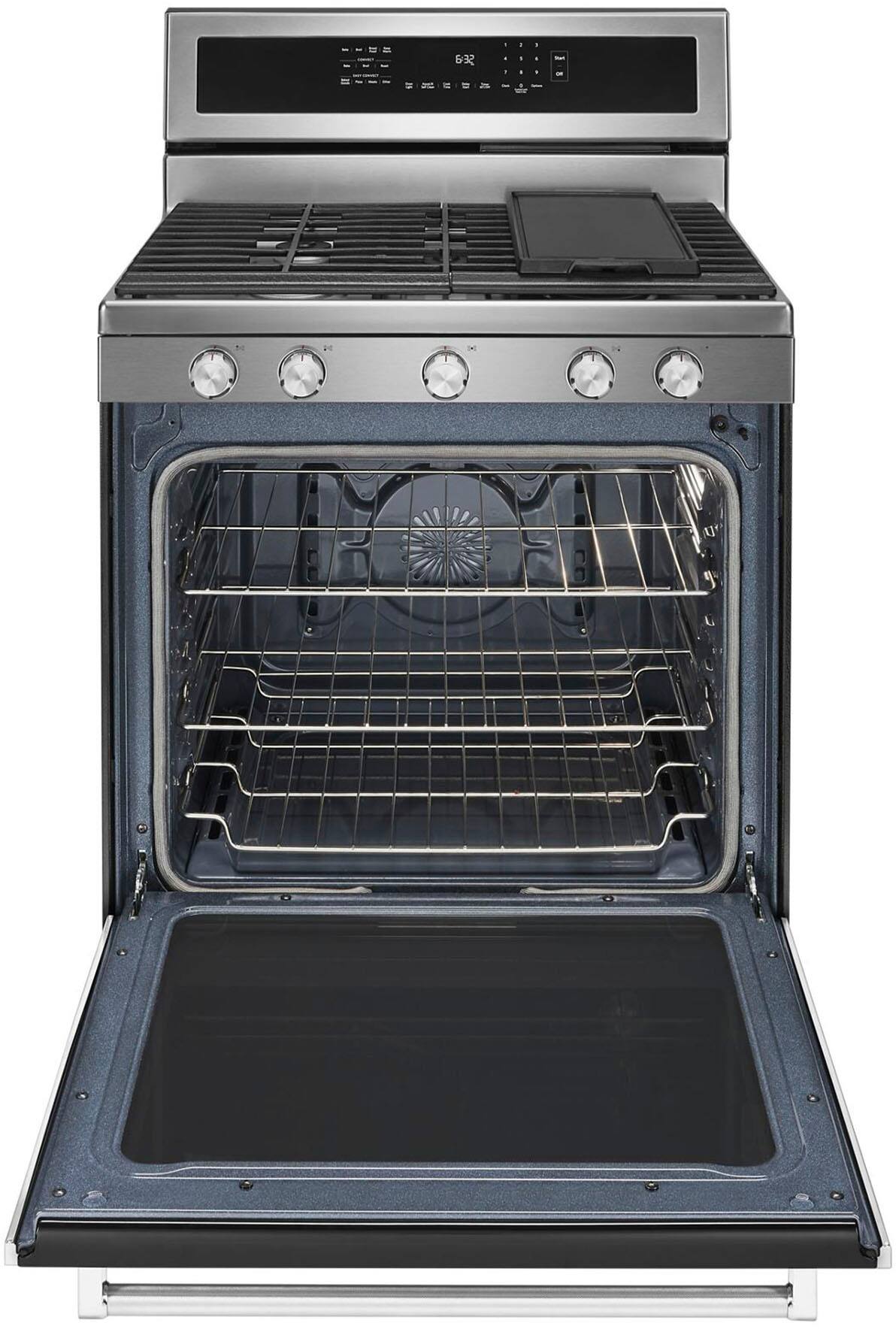 Angle. KitchenAid - 5.8 Cu. Ft. Self-Cleaning Freestanding Gas True Convection Range with Even-Heat - Stainless steel.