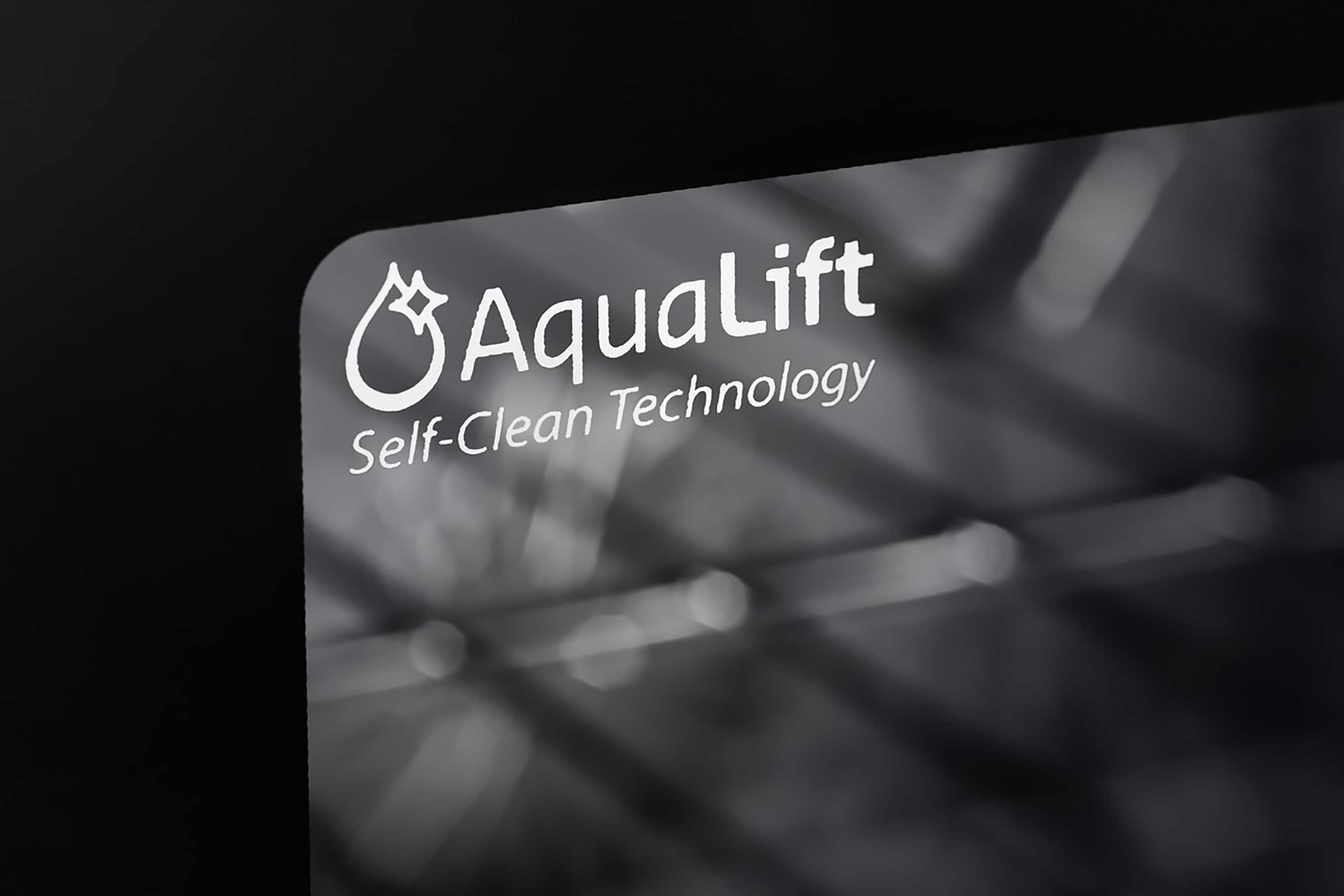 The largest text in the image reads "AquaLift Technology Self-Clean." The rest of the text is not visible in the image.