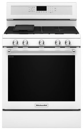 KitchenAid - 5.8 Cu. Ft. Self-Cleaning Freestanding Gas True Convection Range with Even-Heat - White