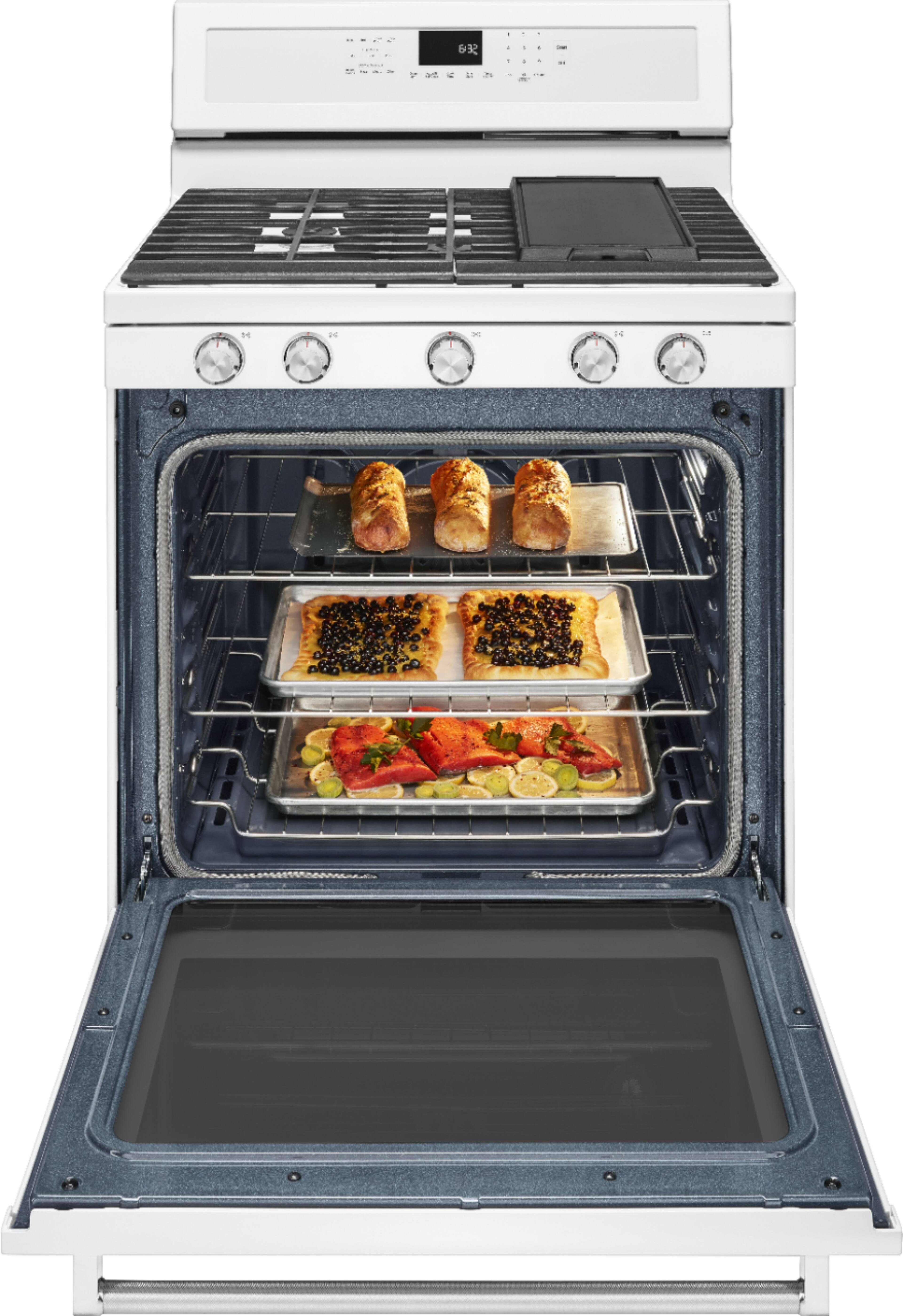 Alt View 12. KitchenAid - 5.8 Cu. Ft. Self-Cleaning Freestanding Gas True Convection Range with Even-Heat - White.