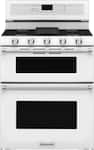 KitchenAid - 30 in. Wide 5 burners 6.0 cu. ft. Self-Cleaning Freestanding Double Oven Gas Convection Range - White
