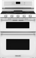 KitchenAid - 6.0 Cu. Ft. Self-Cleaning Freestanding Double Oven Gas Convection Range - White - Front_Zoom