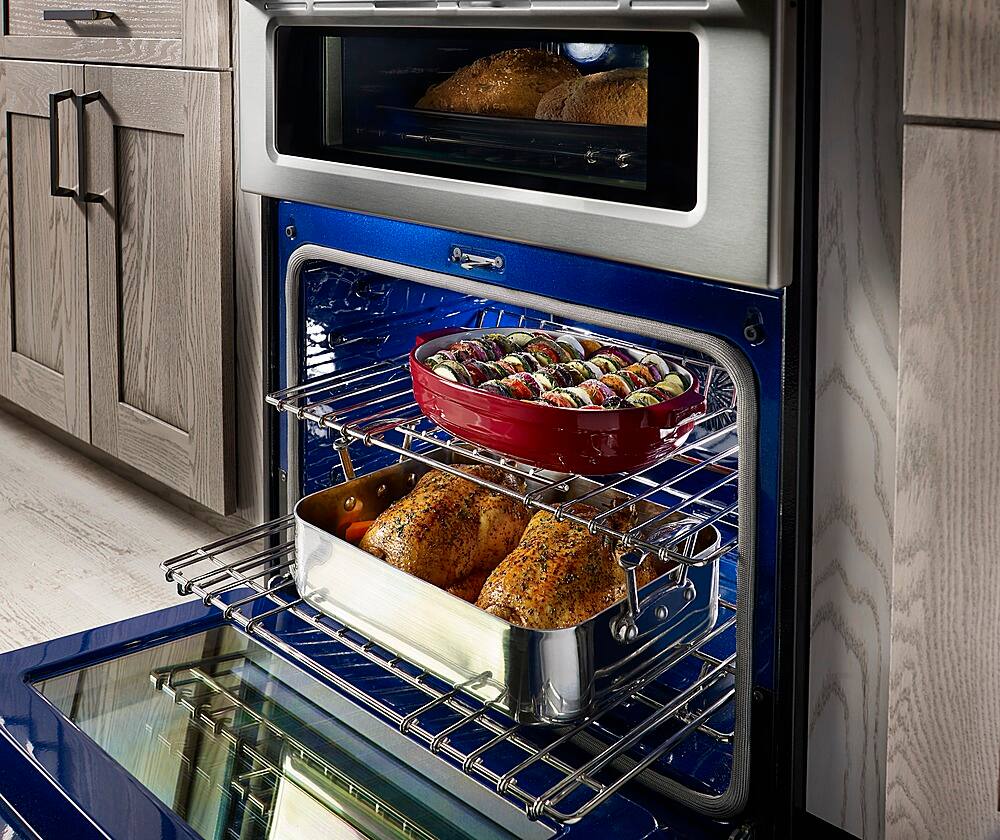 Left. KitchenAid - 6.0 Cu. Ft. Self-Cleaning Freestanding Double Oven Gas Convection Range - White.