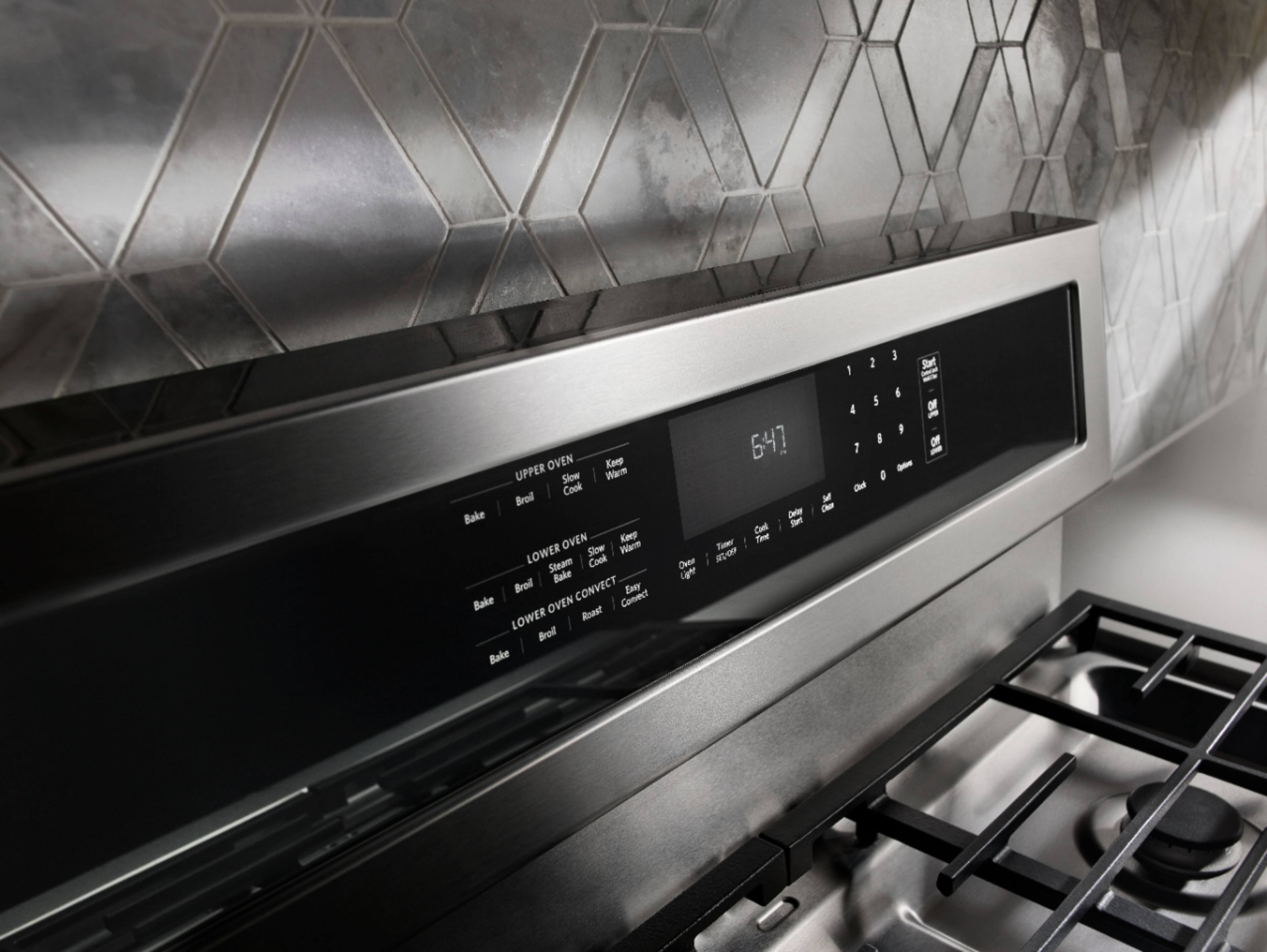 Alt View 14. KitchenAid - 6.7 Cu. Ft. Self-Cleaning Freestanding Double Oven Dual Fuel Convection Range - Stainless steel.