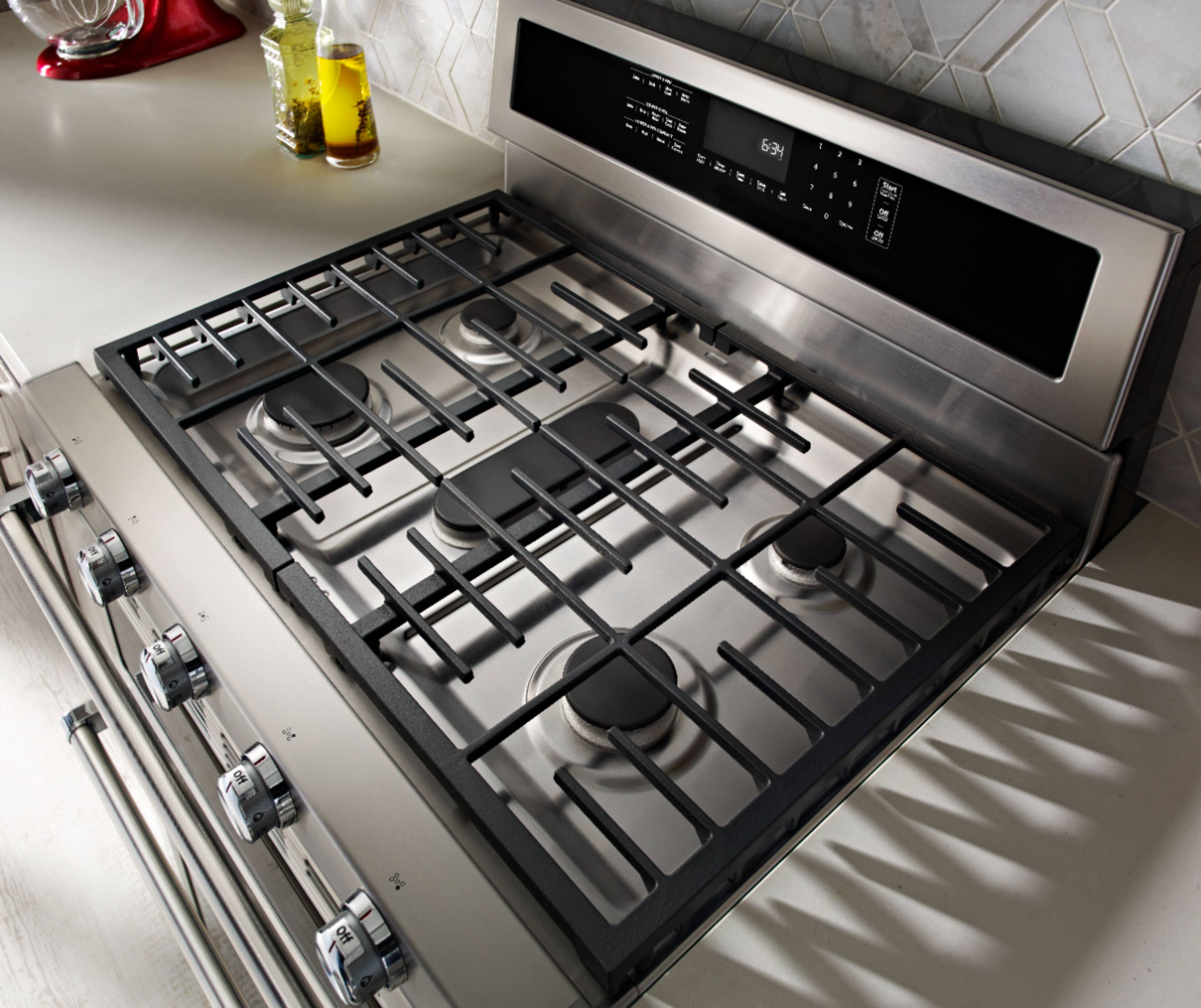 Alt View 16. KitchenAid - 6.7 Cu. Ft. Self-Cleaning Freestanding Double Oven Dual Fuel Convection Range - Stainless steel.