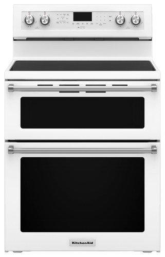 Front Zoom. KitchenAid - 6.7 Cu. Ft. Self-Cleaning Freestanding Double Oven Electric Convection Range - White.