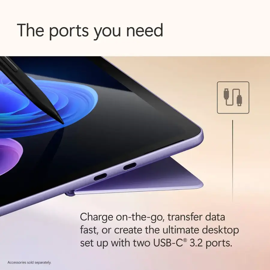 The ports you need include charge on-the-go, transfer data fast, or create the ultimate desktop set up with two USB-C 3.2 ports. Accessories sold separately.