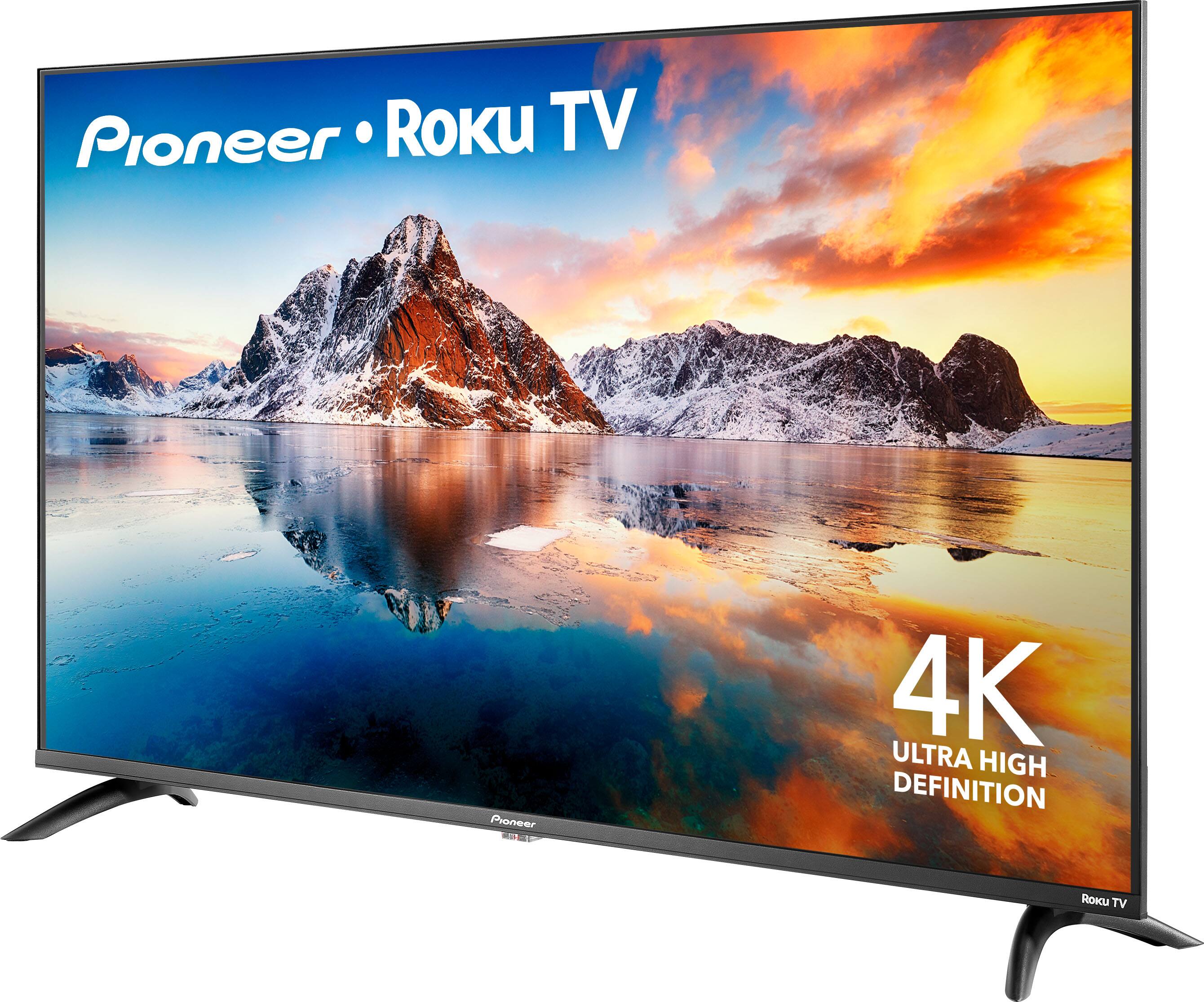 Pioneer 43" Class LED 4K UHD Smart Roku TV front and back view