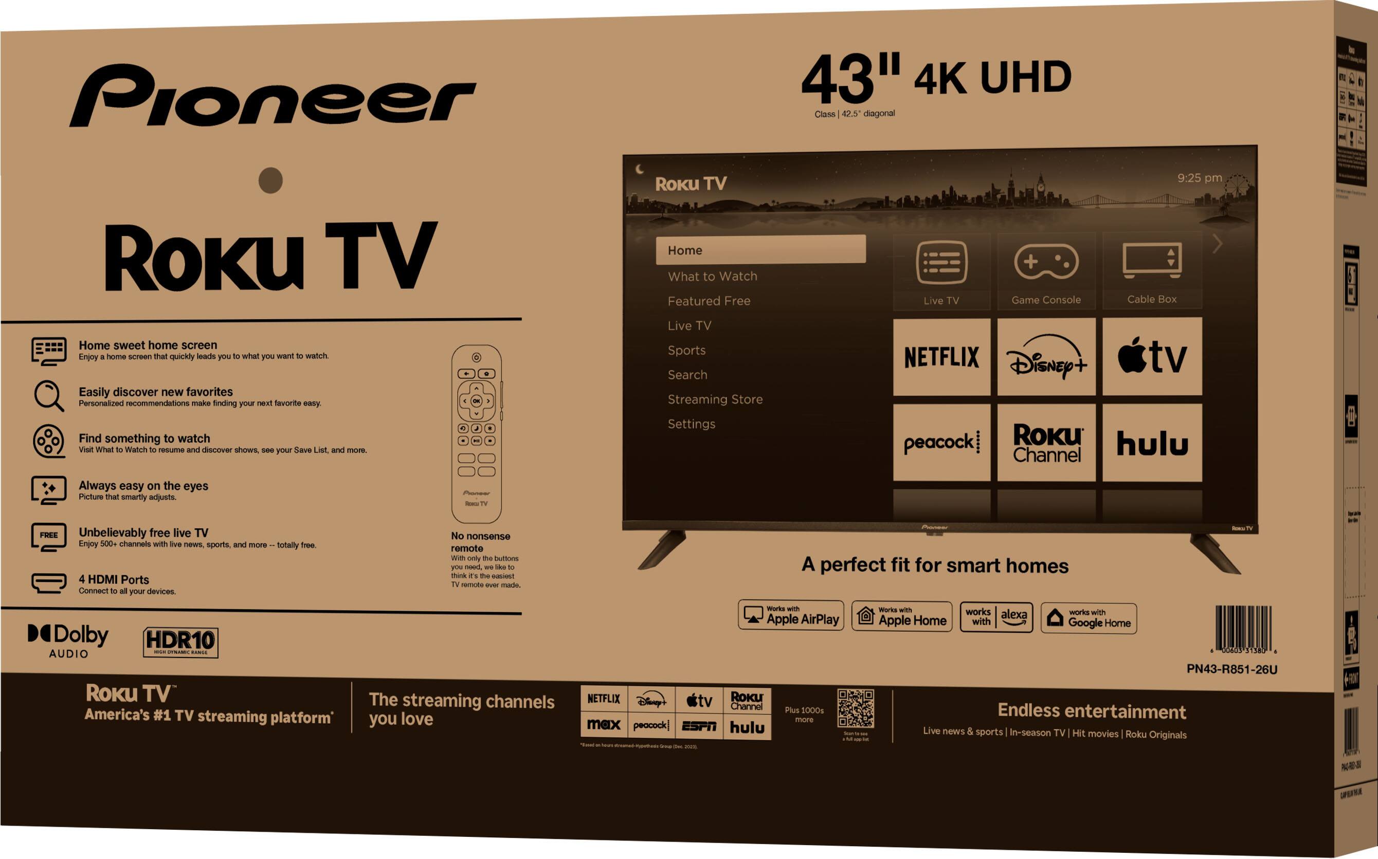 Pioneer 43" Class LED 4K UHD Smart Roku TV gallery view
