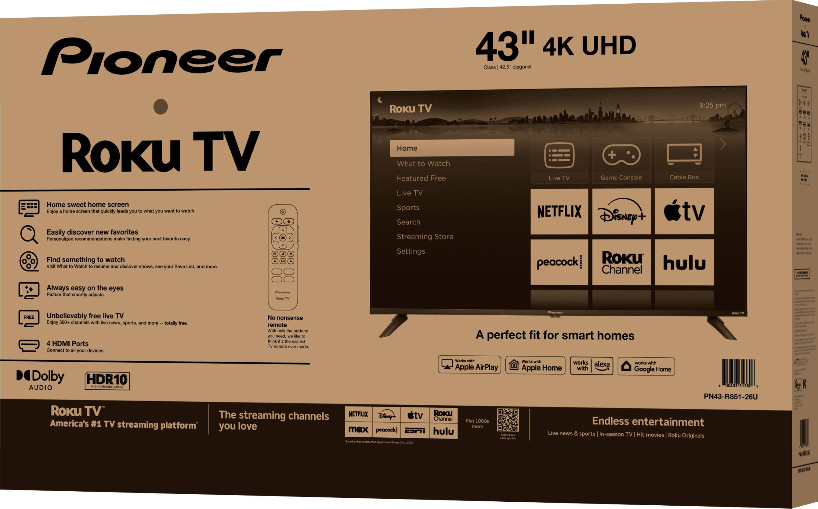 Pioneer 43" Class LED 4K UHD Smart Roku TV gallery view