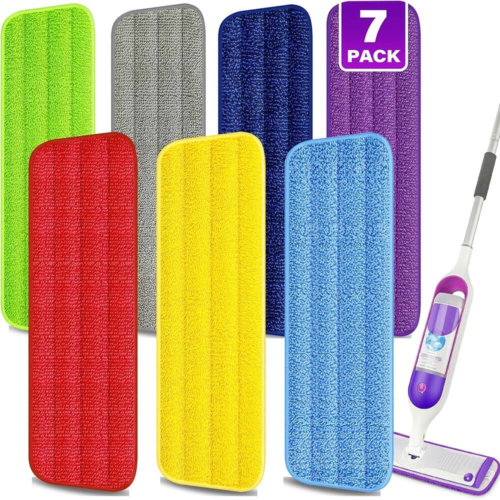Front. Schertz - 7 Reusable Microfiber Mop Pads - For Swiffer PowerMop, Machine Washable.