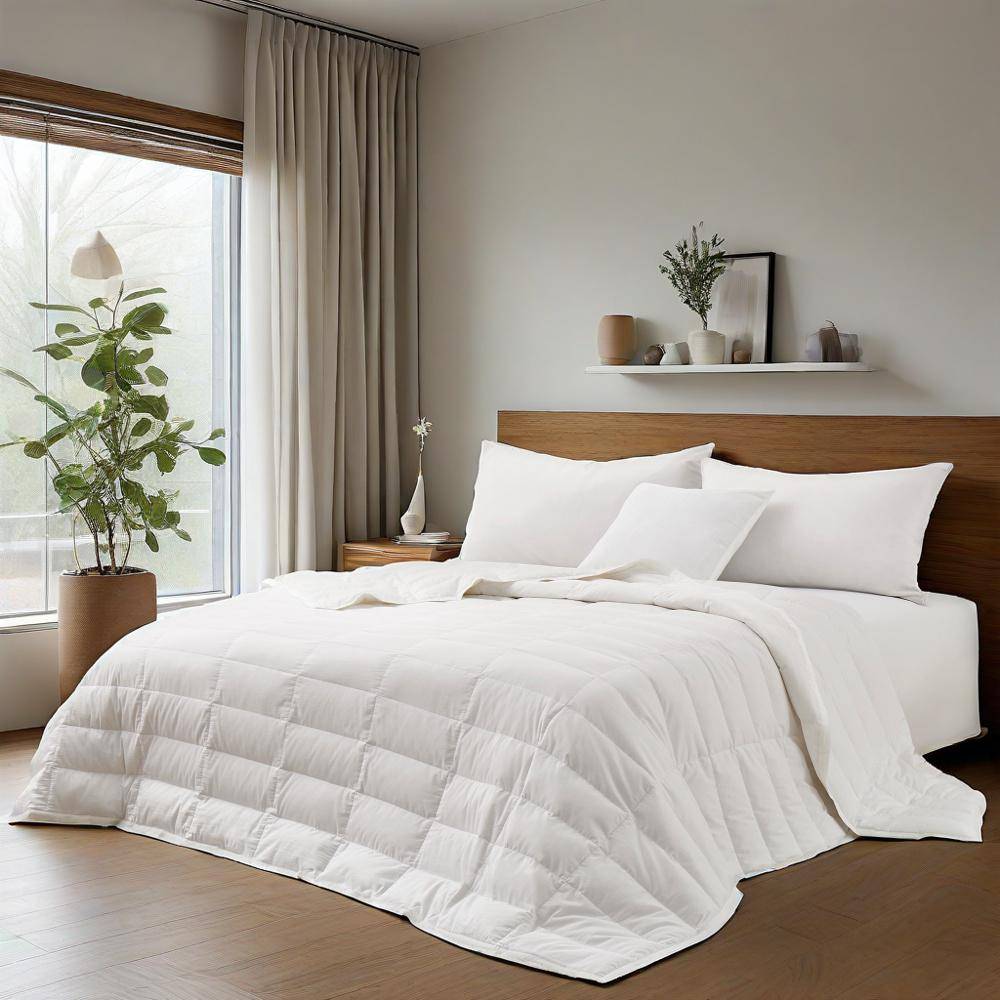 Angle. Puredown - Puredown Cooling Luxurious White Down Blanket with Satin Trim Soft Bed Cover, White/ Tencel, 90x90 inches - White.