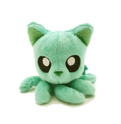 Front. Tentacle Kitty - Tentacle Kitty Little One 4 Inch Plush | Seafoam Green.