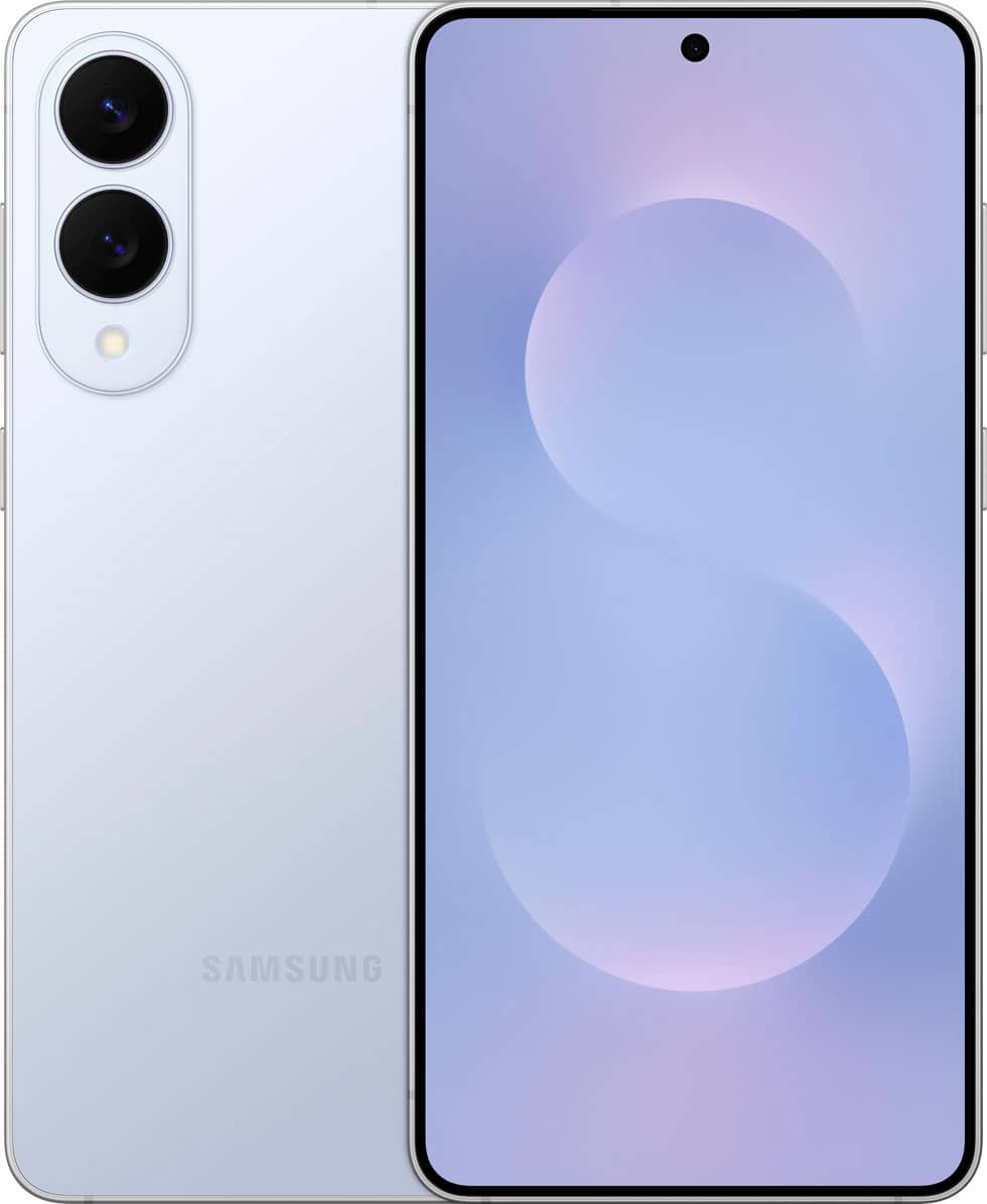 Front. Samsung - Galaxy S25 Edge 256GB (Unlocked) - Titanium Icy Blue.