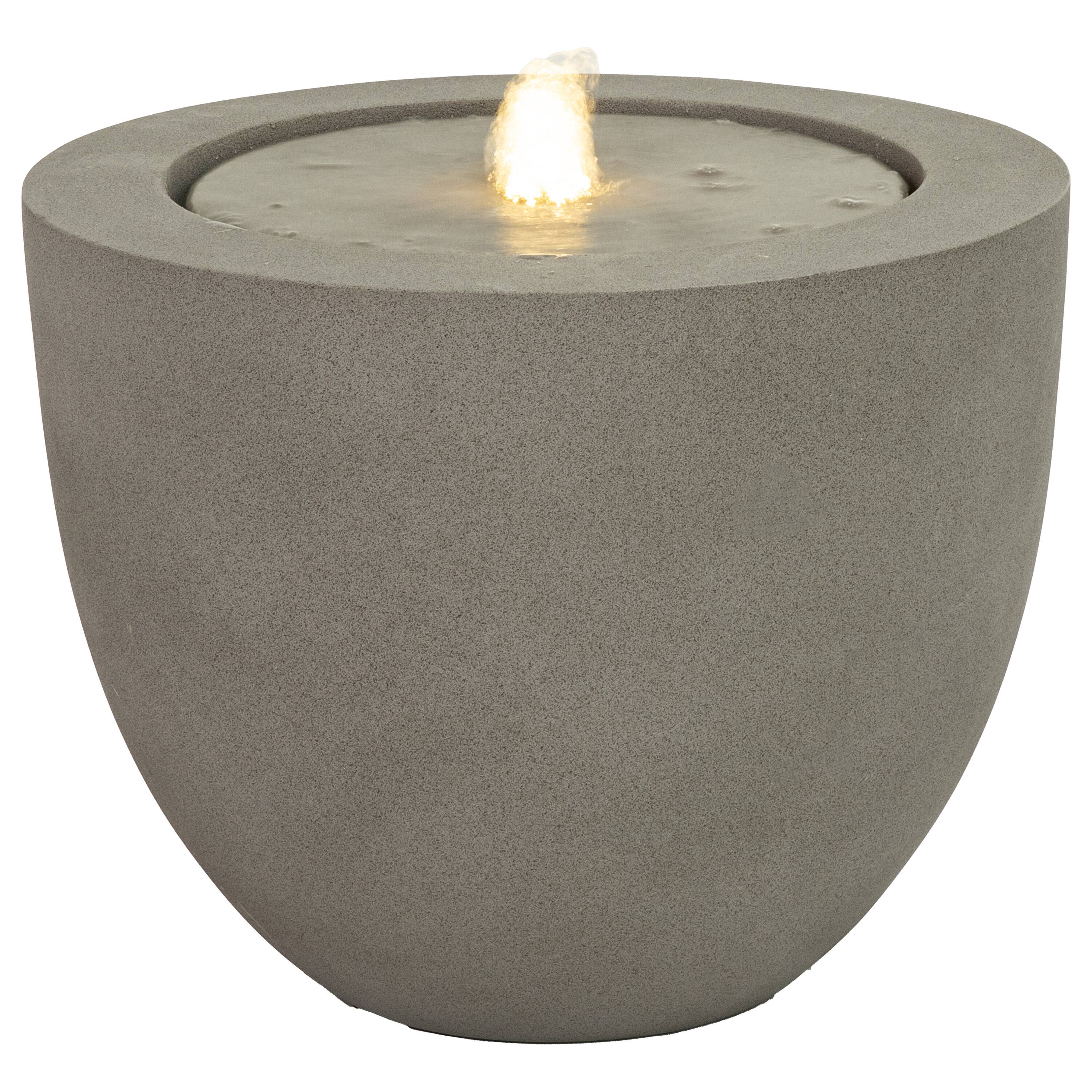 Alt View 8. Sunnydaze - Textured Polystone Oval Bowl Outdoor Bubble Fountain - Gray.