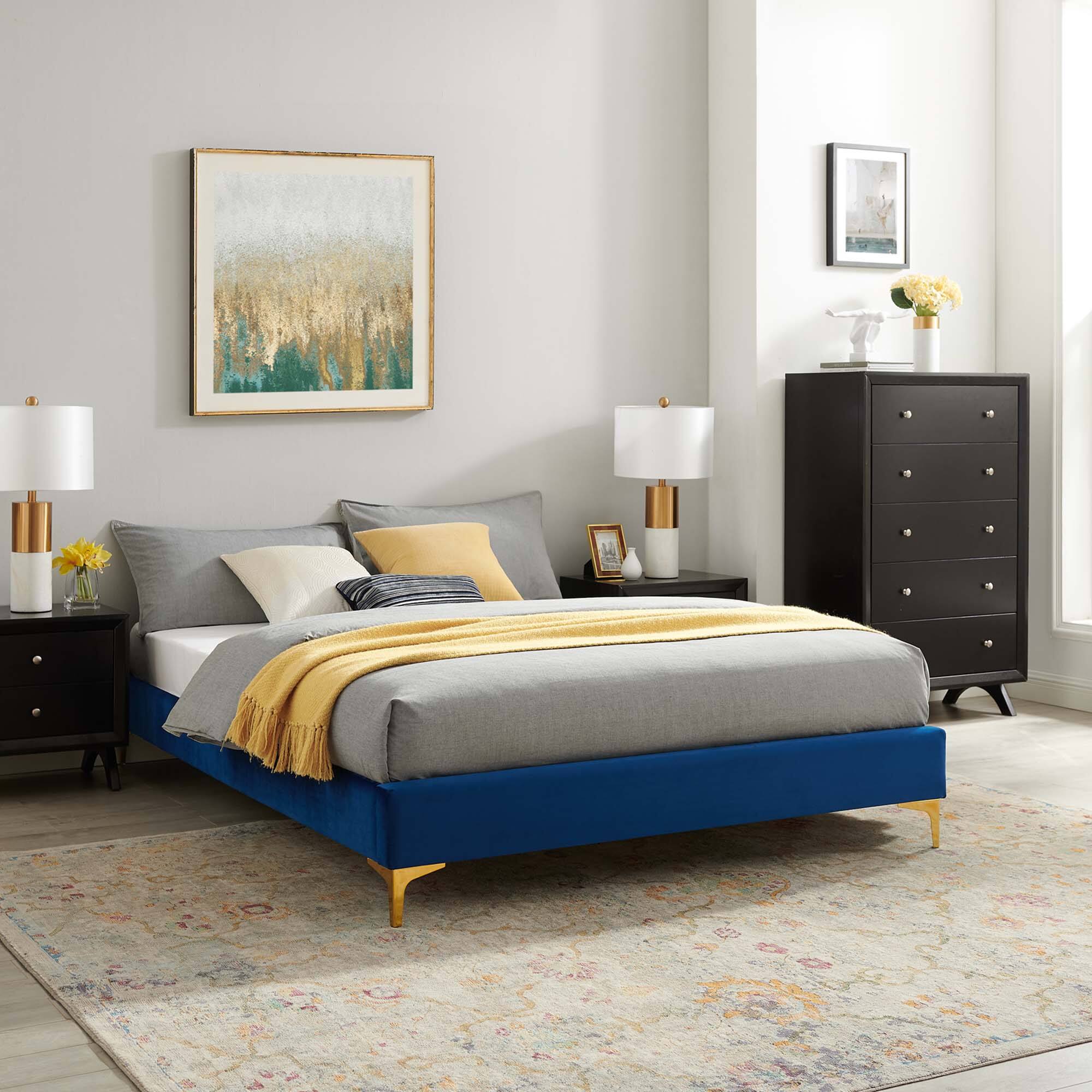 Alt View 4. Modway - Harlow Performance Velvet King Platform Bed Frame - Gray.