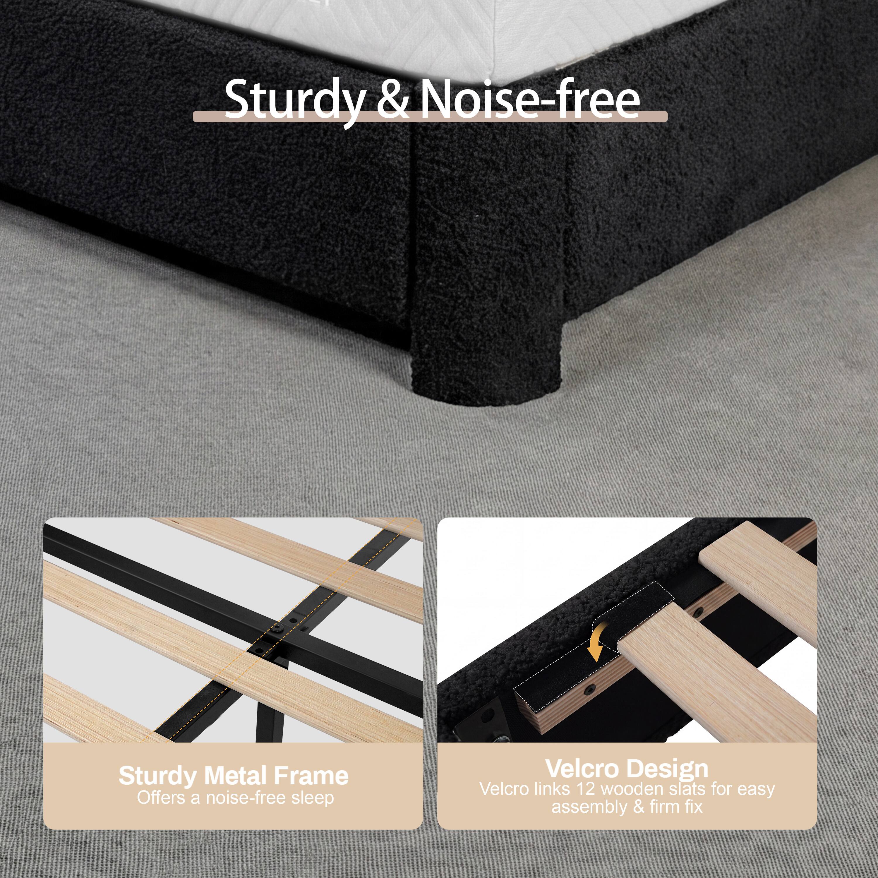 Sturdy & Noise-free

Sturdy Metal Frame Offers a noise-free sleep

Velcro Design Velcro links 12 wooden slats for easy assembly & firm fix