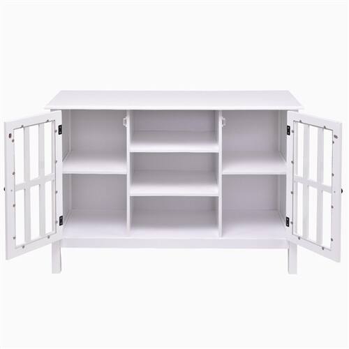 Alt View 1. SlickBlue - Wooden TV Stand with Glass Doors, 43-Inch Media Console - White.