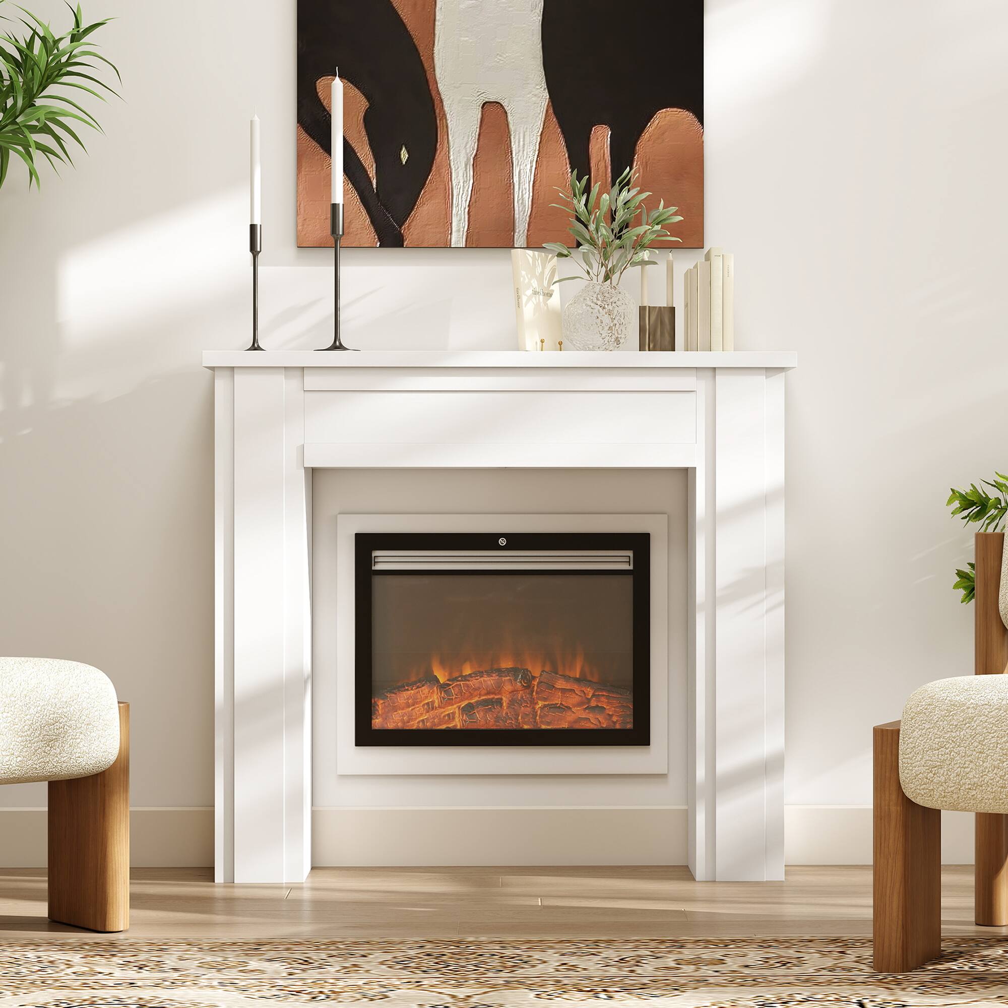 Alt View 1. Homcom - Fireplace Mantel, Freestanding Fireplace Surround with Leg for Electric Fireplaces - white.