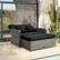 Alt View 3. Costway - Wicker Loveseat Sofa Set Patio Rattan Daybed with Ottoman & Retractable Side Tray - Black + Mix Gray.