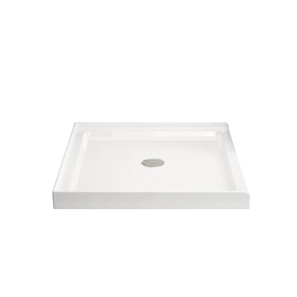 Alt View 1. JUJABU - 36x36 in Shower Base, Centered Drain Single-Threshold Shower Pan, White - White.