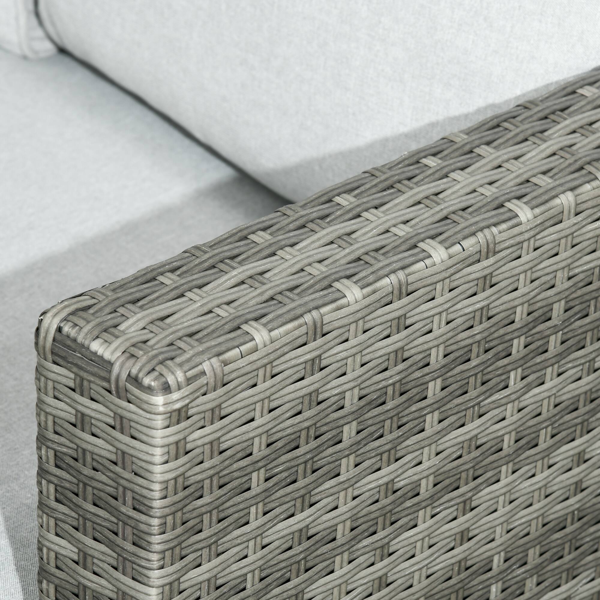 Alt View 7. Outsunny - Wicker Outdoor Patio Furniture Set, L-Shaped 7 Piece Outdoor Dining Sectional Sofa with Dining Table and Chair - Gray.