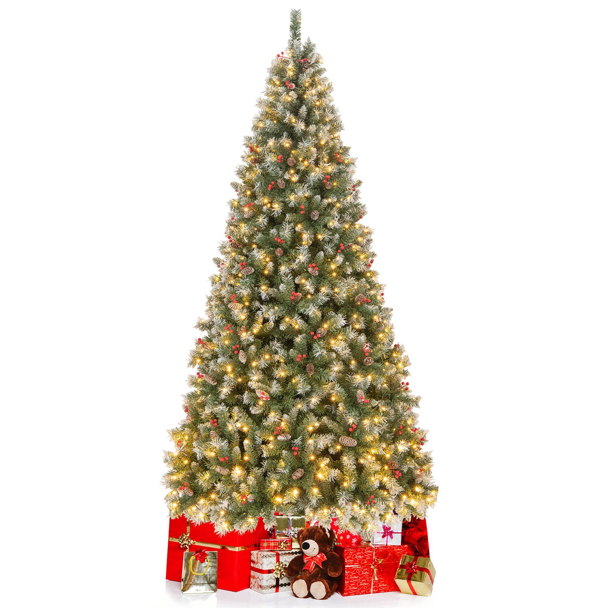 Alt View 9. Gymax - Gymax 9 FT Pre-Lit Christmas Tree Artificial Hinged Christmas Tree w/ 650 Warm-White LED Lights - Green, White.
