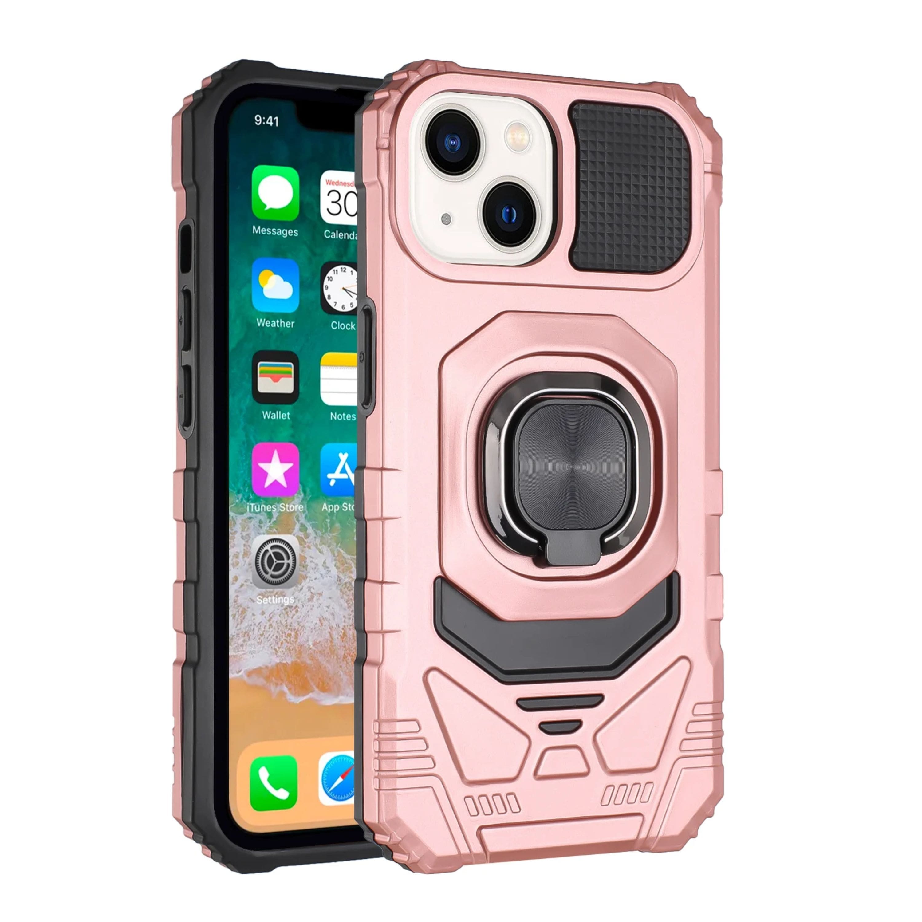 Kitcheniva - Dual Layer Magnetic Ring Stand Phone Case With 2 Pcs Screen Protectors For iPhone 15 Pro Max - Rose Gold price history on PriceWatchPro