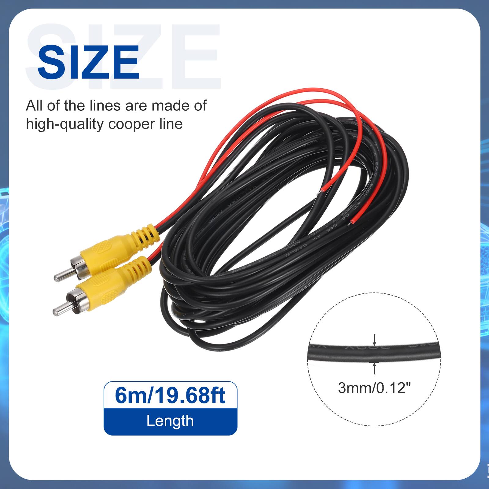 SIZE  
All of the lines are made of high-quality cooper line  
6m/19.68ft  
Length  
3mm/0.12"