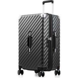 LUGGEX - 24 Inch Trunk Luggage Expandable PC Hard Shell Large Checked Suitcase with Shock - Absorbing Wheels - LX-EX - Black