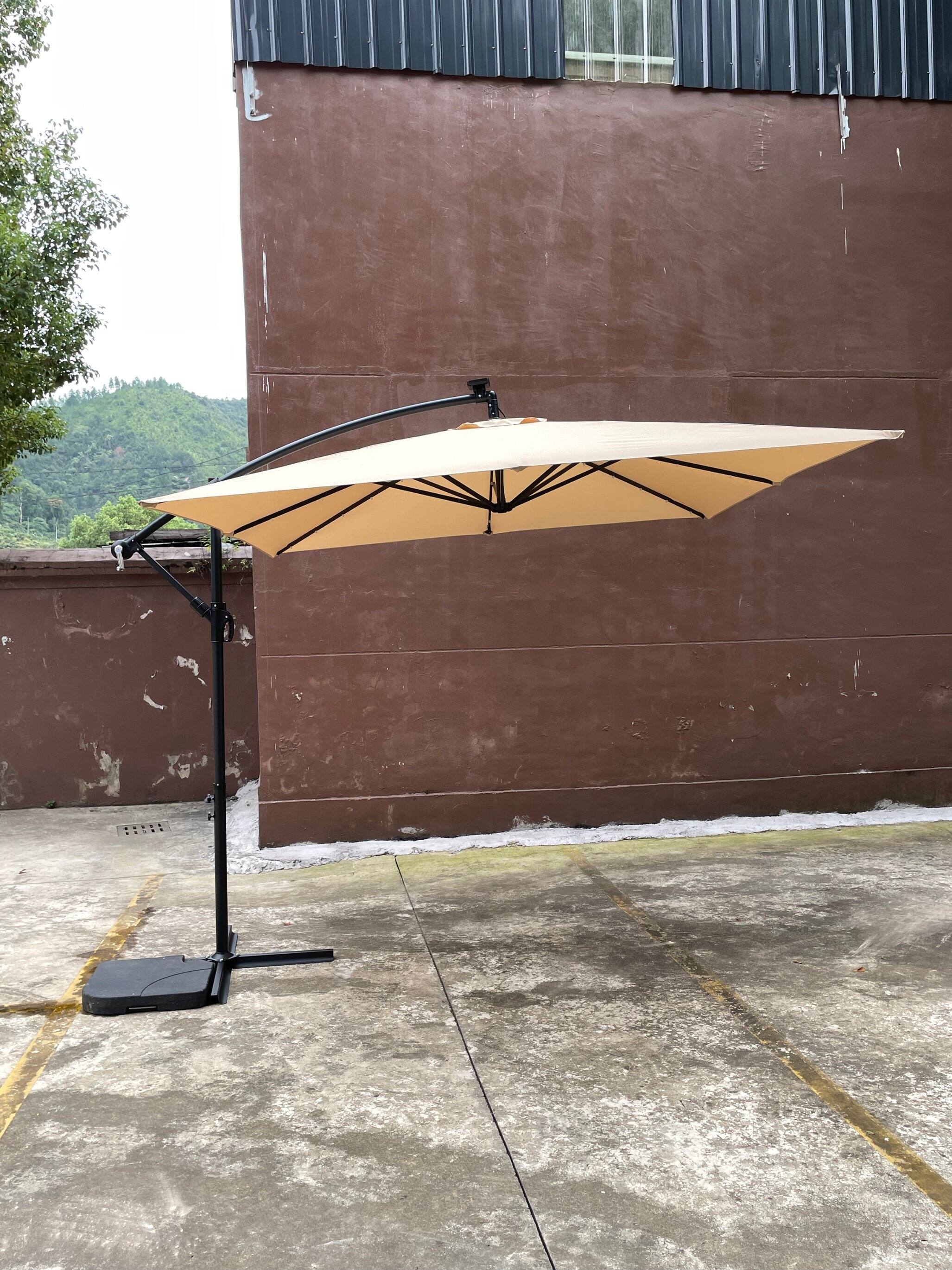 Alt View 9. Loheer - Loheer 8ft Square Solar Lighted Patio Umbrella with 32 LED Lights Crank Lift and Cross Base for Backyard Pool Shade.