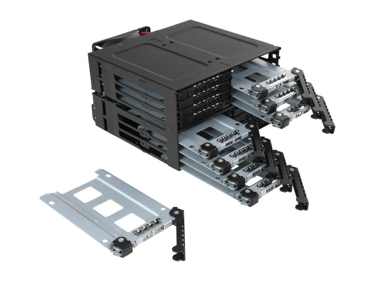 Alt View 5. Icy Dock - ICY DOCK ToughArmor MB516SP-B Rugged Full Metal 16 Bay 2.5" SAS/SATA SSD/HDD Backplane Cage for 2x External 5.25" Bay.