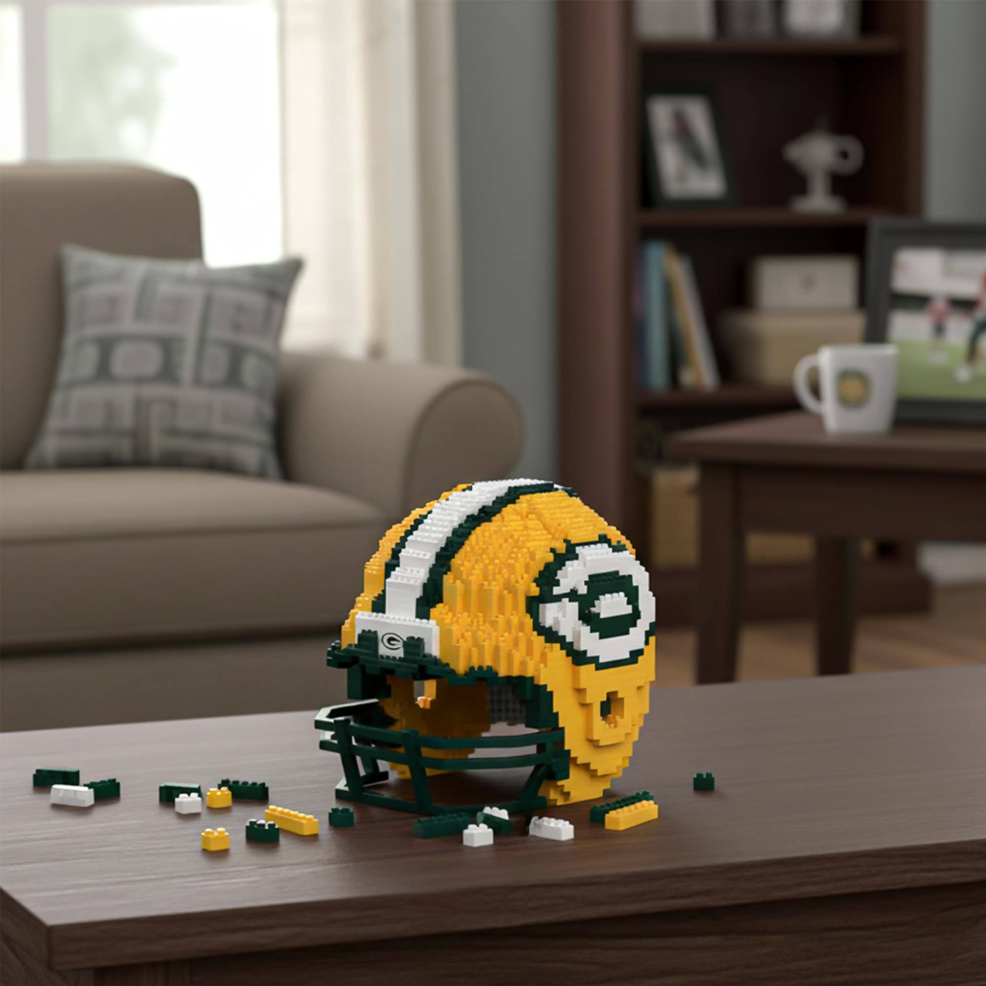 Alt View 5. Forever Collectibles - Green Bay Packers NFL FOCO BRXLZ Helmet Building Block Set - Yellow.