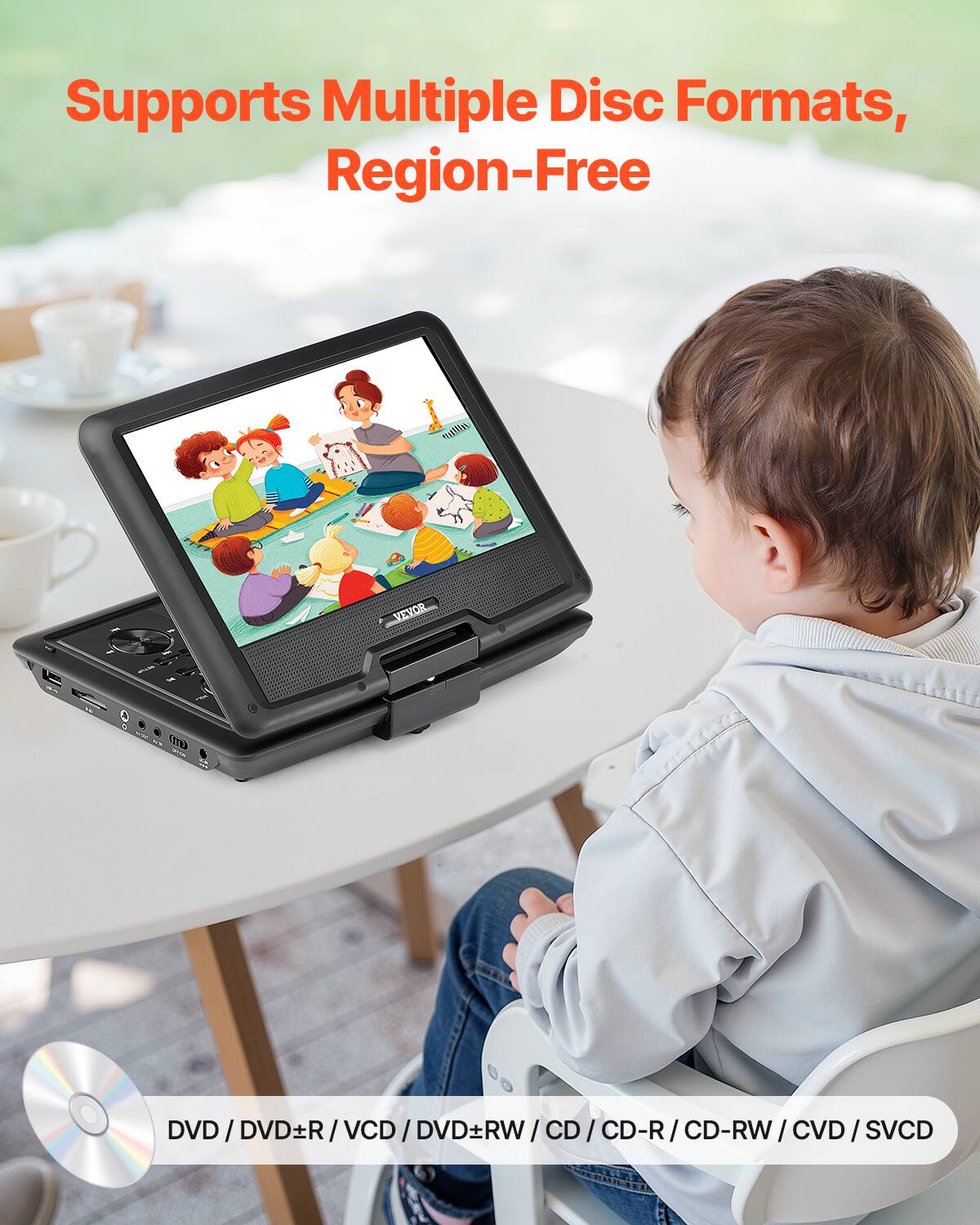 Supports Multiple Disc Formats, Region-Free

DVD / DVD±R / VCD / DVD±RW / CD / CD-R / CD-RW / CVD / SVCD