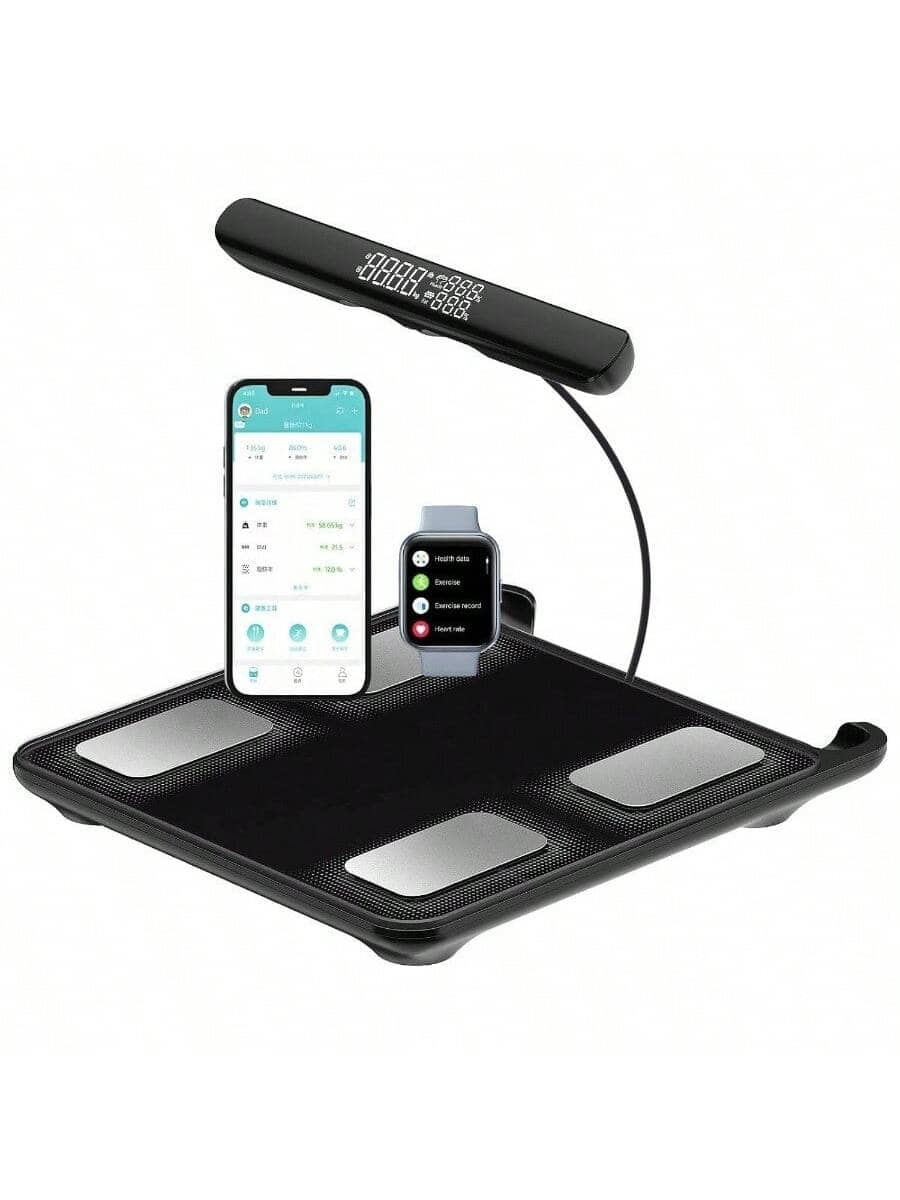 Stamp n Camp - Digital scale tempered glass platform, smartphone app ideal for fitness tracking, with Auto-On/Auto-Off - Initial