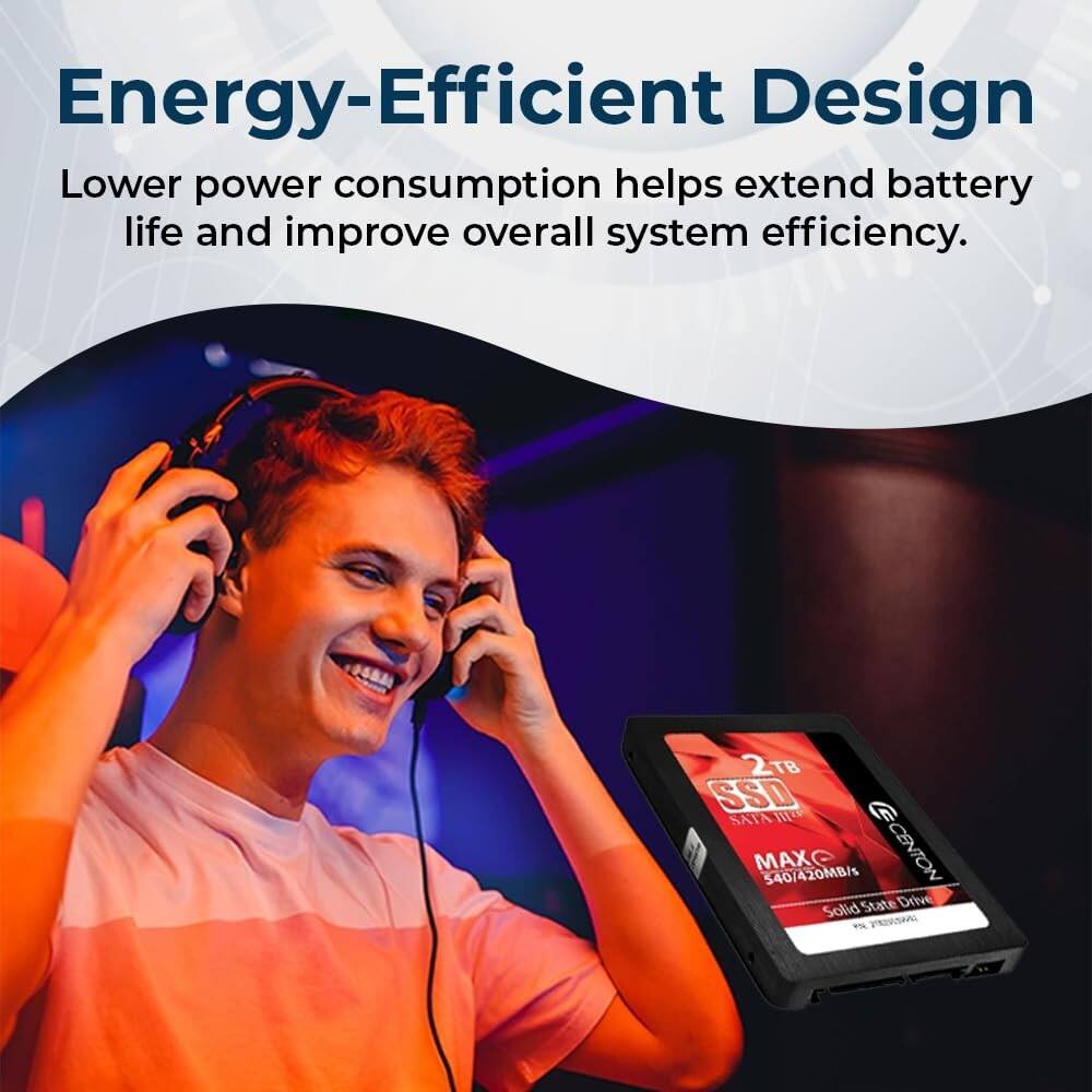 Energy-Efficient Design  
Lower power consumption helps extend battery life and improve overall system efficiency.  

2TB SATA III SSD  
MAXC 540/420MB/s  
CENTON Solid State Drive