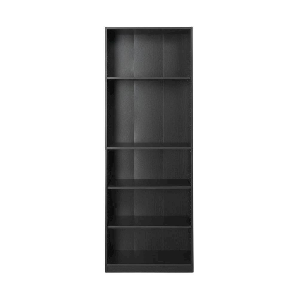 Back. FurniFact - Black 5-Shelf Bookcase with Sturdy Storage and Open Shelving Design - Blackwood.