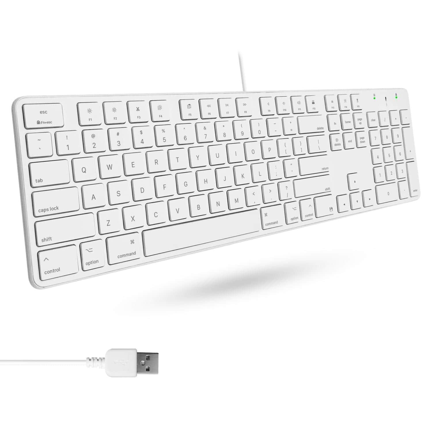 Live At Space - Slim Usb Wired For And Windows Pc - Full Size 104 Key Layout & 16 Shortcut Keys Scissor Keycaps Smooth Typing With - White
