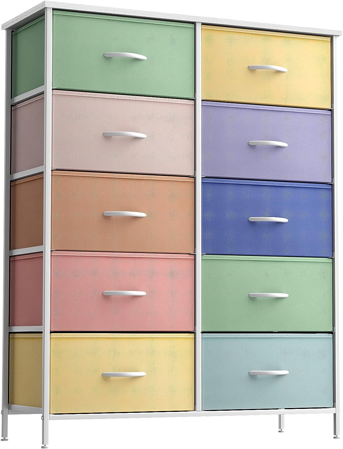 Sorbus - Dresser with 10 Drawers - Storage Unit Organizer Chest for Clothes - Bedroom, Room, Nursery, & Closet - Pastel Combo