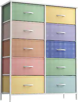 Sorbus - Dresser with 10 Drawers - Storage Unit Organizer Chest for Clothes - Bedroom, Room, Nursery, & Closet - Pastel Combo