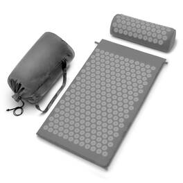 Sorbus - Sivan Acupressure Mat and Pillow Set for Stress, Back & Neck Pain, Acupuncture, Muscle Relaxation, Sciatica, Meditation - Gray