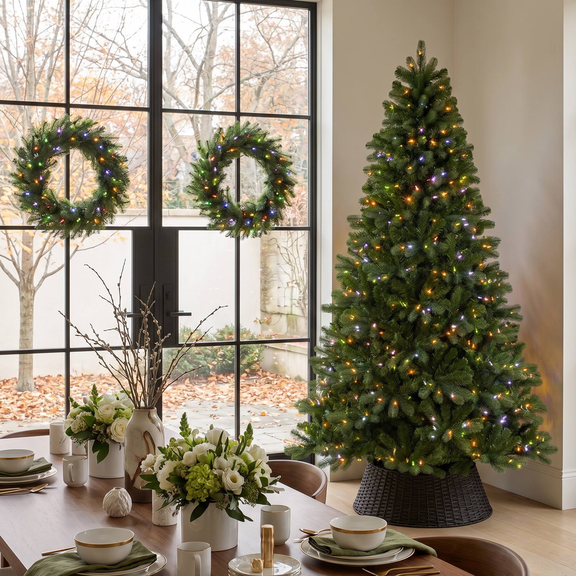Alt View 8. Glitzhome - 7.5ft Pre-Lit Full Fir Artificial Christmas Tree with 680 C3 Clear Lights - Green.