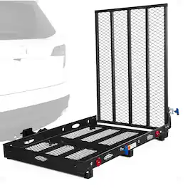 Silver Spring - Folding Steel Scooter/Wheelchair Carrier with Ramp & Hitch Mount - Black