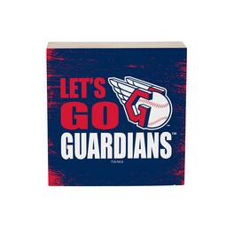 Evergreen Enterprises - Cleveland Guardians 6" Square Fan Chant Wood Block Shelf Sign - Multicolor