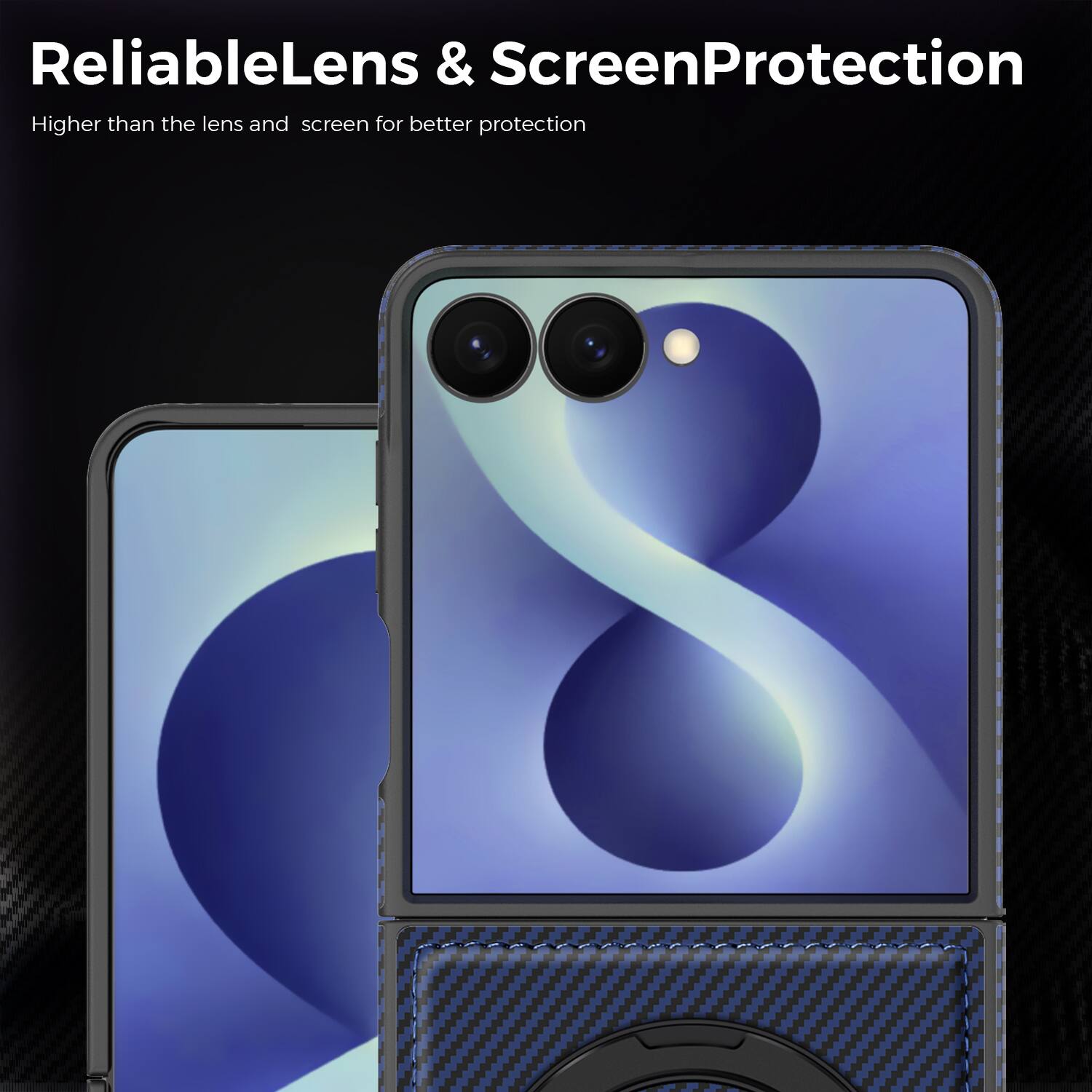 ReliableLens & ScreenProtection  
Higher than the lens and screen for better protection