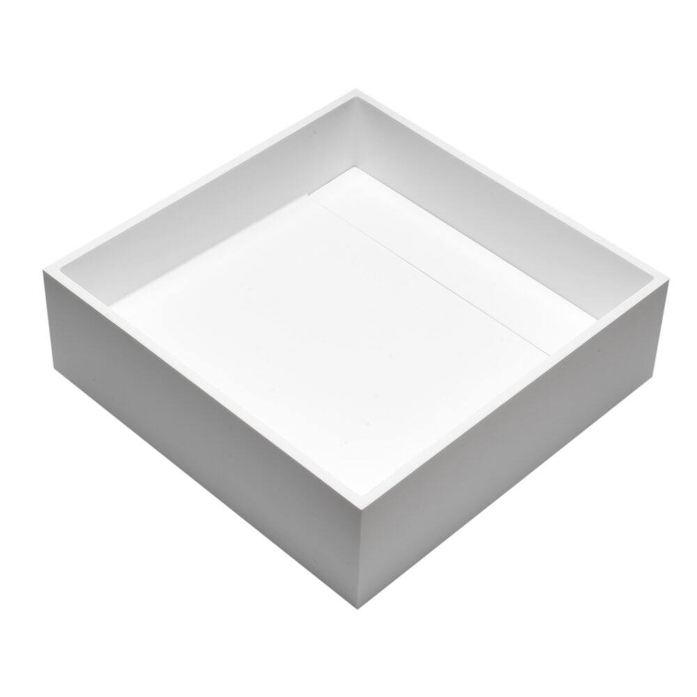 Front. Alfi - 14" Square White Matte Solid Surface Resin Sink - White.