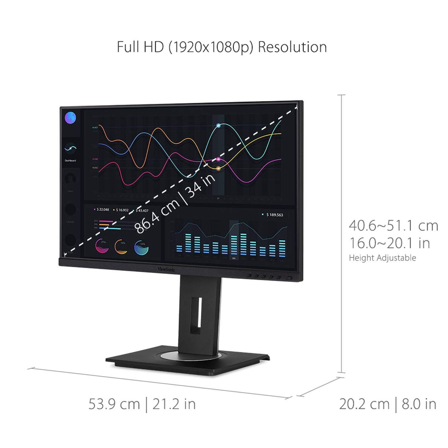 Alt View 1. ViewSonic - VG2456A 23.8" LCD FHD Monitor (DisplayPort USB, HDMI) - Black.