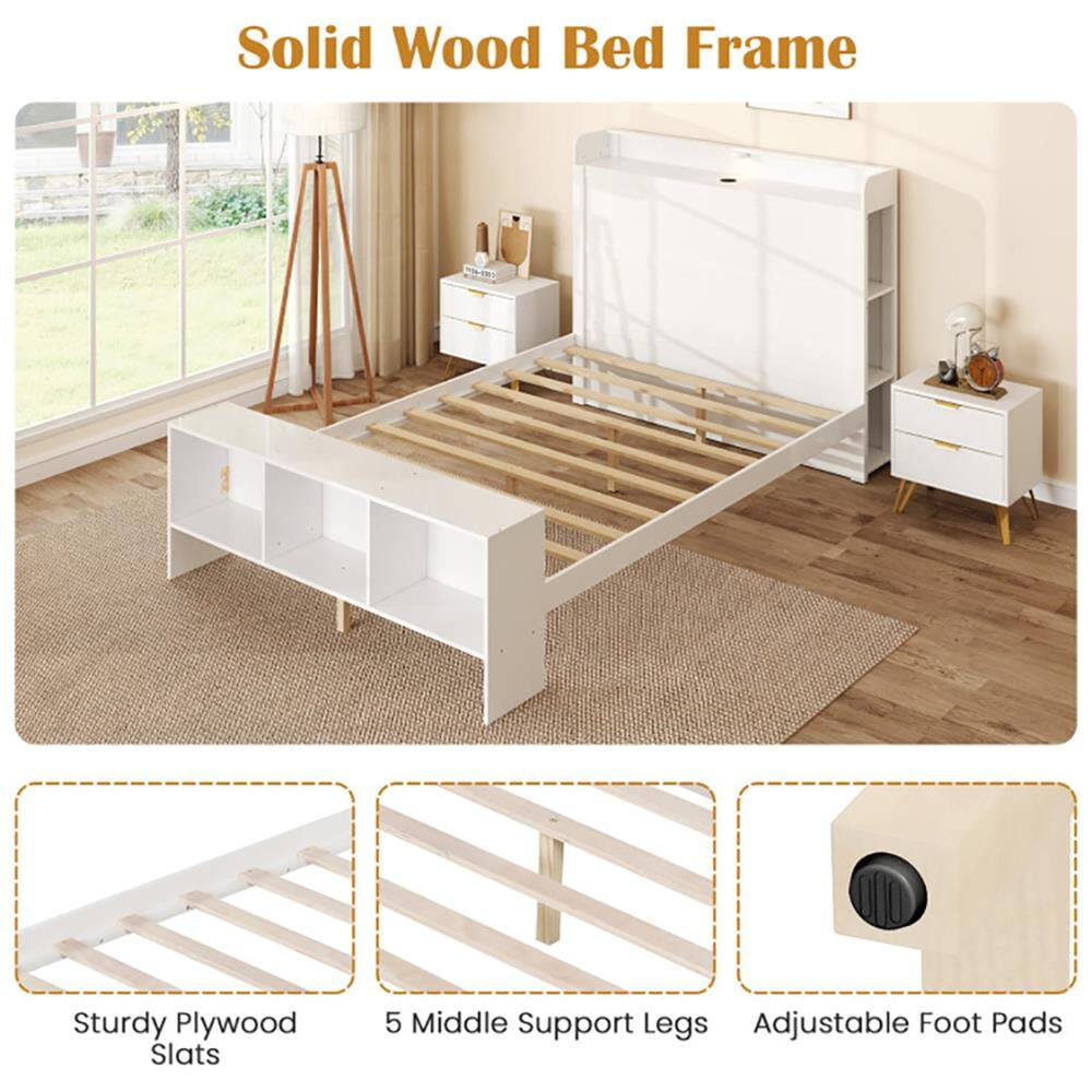 Solid Wood Bed Frame

- Sturdy Plywood Slats
- 5 Middle Support Legs
- Adjustable Foot Pads
