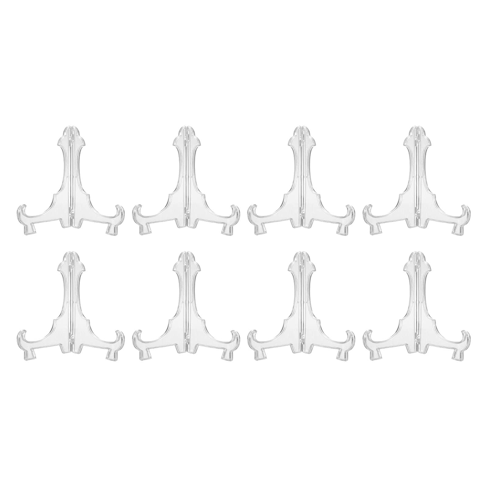Unique Bargains - 8pcs Acrylic Easels Plate Stands 7.87 Inch Folding Display Holder for Frames Pictures Magazines - Clear